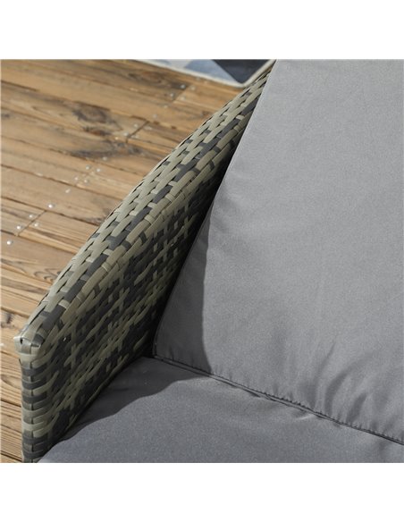 Outsunny 3-Pieces Rattan Sun Lounger Set with Soft Cushions, Glass Top Table, Grey - pic 14883 | FastDaddyshop