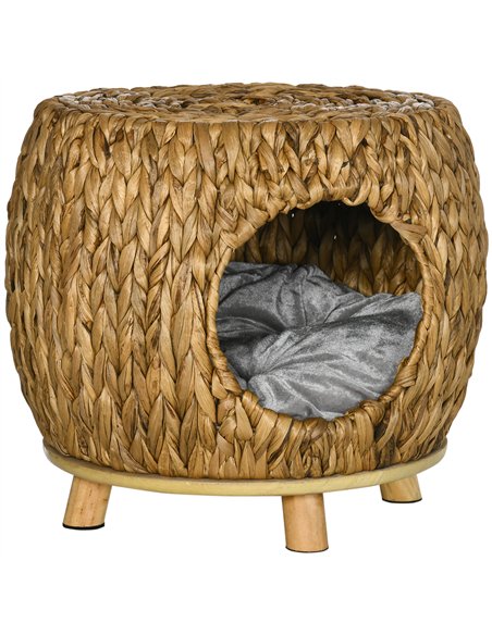 PawHut Wicker Cat Bed Cat House Stool with Washable Cushion, 44 x 43 x 41cm - pic 148844 | FastDaddyshop