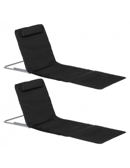 Outsunny Set of 2 Foldable Garden Beach Chair Mat, Sun Lounger Seats with Carry Bag, Black - pic 14885 | FastDaddyshop