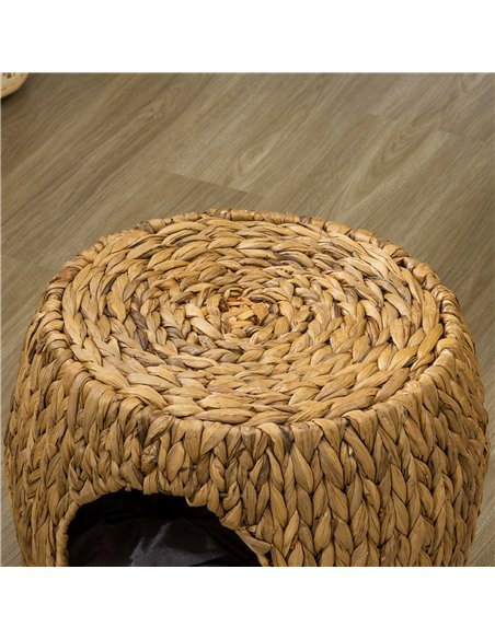 PawHut Wicker Cat Bed Cat House Stool with Washable Cushion, 44 x 43 x 41cm - pic 148851 | FastDaddyshop