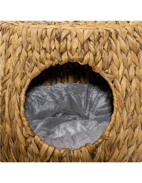 PawHut Wicker Cat Bed Cat House Stool with Washable Cushion, 44 x 43 x 41cm - pic 148852 | FastDaddyshop