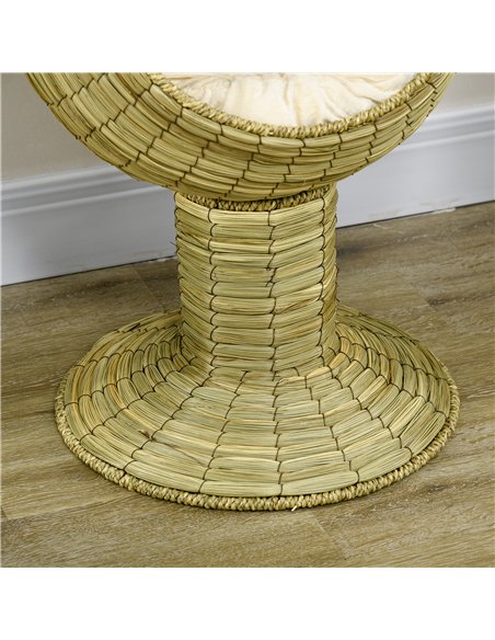 PawHut Raised Detachable Cat house, Natural Mat Grass Cat Bed, with Cushion - pic 148861 | FastDaddyshop