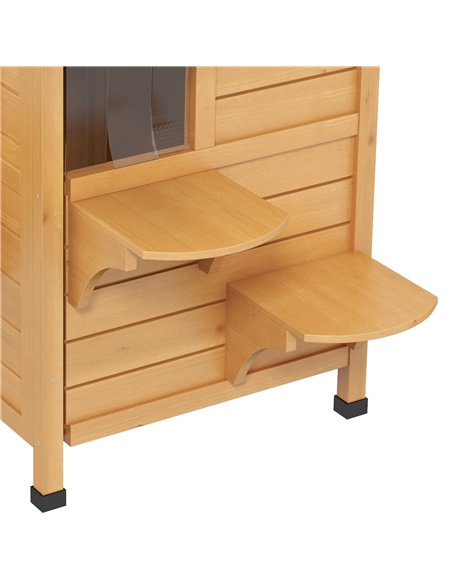 PawHut 2-story Cat House Outdoor, Weatherproof Wooden Cat Enclosure for Feral Cats with Escape Door, Openable Roof, Jumping Plat - pic 148870 | FastDaddyshop