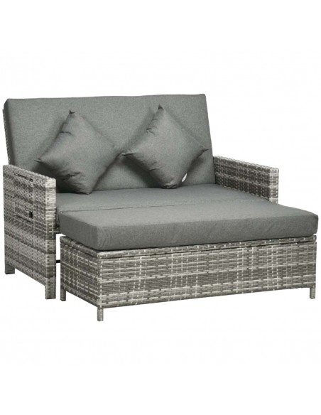 Outsunny 2-Piece, 2-Seater Rattan Sofa with Adjustable Back & Storage, Mixed Grey - pic 14888 | FastDaddyshop