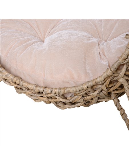 PawHut Wicker Cat Bed, Ball-Shaped Rattan Elevated Cat Basket with Three Tripod Legs, Cushion - Natural Wood Finish - pic 148896 | FastDaddyshop