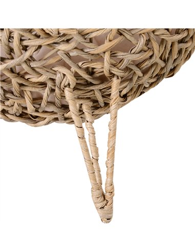 PawHut Wicker Cat Bed, Ball-Shaped Rattan Elevated Cat Basket with Three Tripod Legs, Cushion - Natural Wood Finish