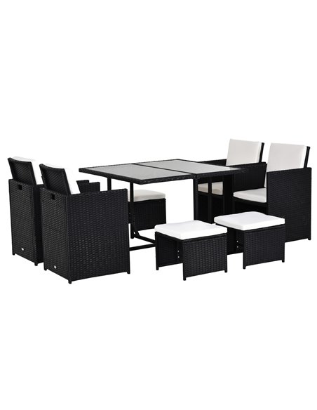 Outsunny 9PC Garden Rattan Dining Table Set, Black - pic 14891 | FastDaddyshop
