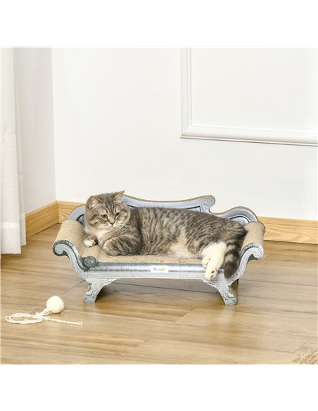 PawHut Cat Scratching Board Cardboard Cat Scratchers Lounger, 60 x 29 x 26.5cm - pic 148944 | FastDaddyshop