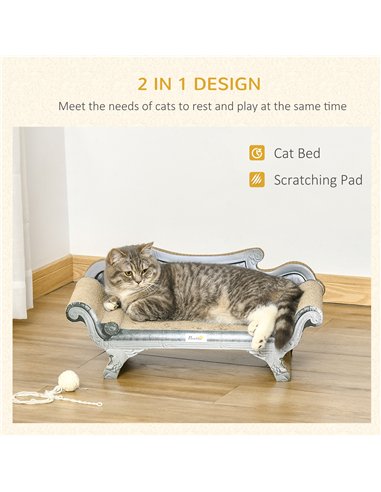 PawHut Cat Scratching Board Cardboard Cat Scratchers Lounger, 60 x 29 x 26.5cm