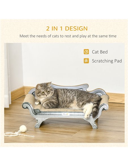 PawHut Cat Scratching Board Cardboard Cat Scratchers Lounger, 60 x 29 x 26.5cm - pic 148946 | FastDaddyshop