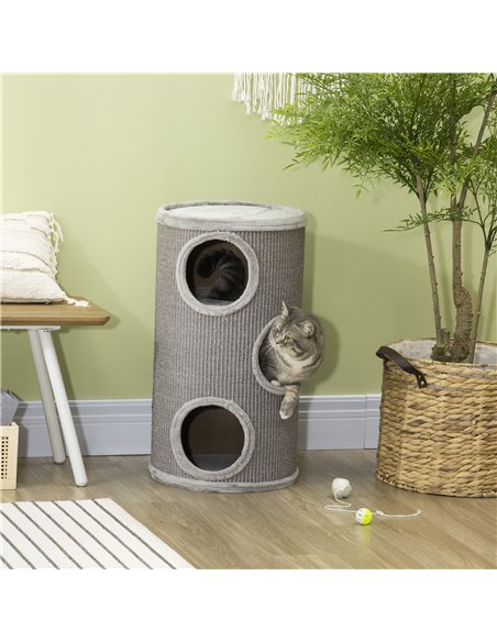 PawHut Cat Climbing Frame, Covered with Sisal, Cosy Platform - Light Grey - pic 148953 | FastDaddyshop