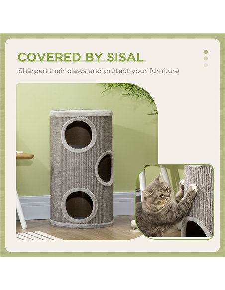 PawHut Cat Climbing Frame, Covered with Sisal, Cosy Platform - Light Grey - pic 148957 | FastDaddyshop