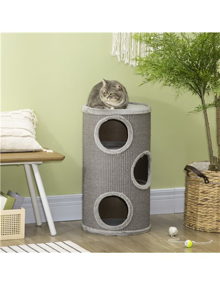 PawHut Cat Climbing Frame, Covered with Sisal, Cosy Platform - Light Grey - pic 148958 | FastDaddyshop
