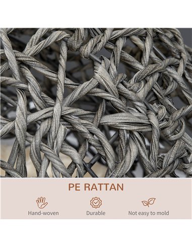 PawHut Rattan Elevated Cat Bed House Kitten Basket Ball Shaped Pet Furniture w/ Removable Cushion - Silver-Tone and Grey