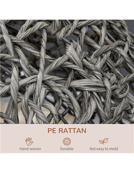 PawHut Rattan Elevated Cat Bed House Kitten Basket Ball Shaped Pet Furniture w/ Removable Cushion - Silver-Tone and Grey - pic 148966 | FastDaddyshop