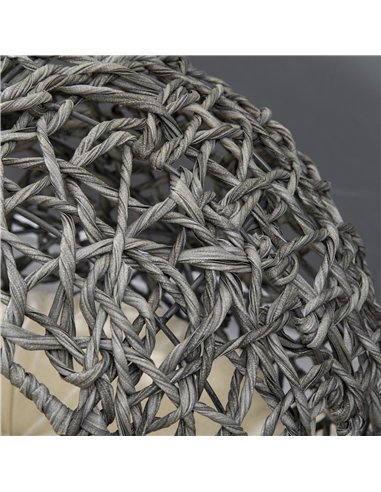 PawHut Rattan Elevated Cat Bed House Kitten Basket Ball Shaped Pet Furniture w/ Removable Cushion - Silver-Tone and Grey