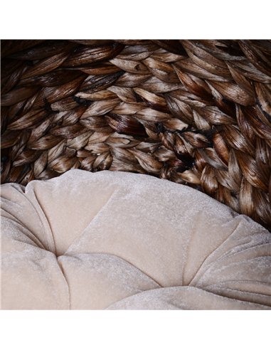 PawHut Wicker Cat Bed, Raised Rattan Cat Basket with Cylindrical Base, Soft Washable Cushion, 42 x 33 x 52cm - Brown