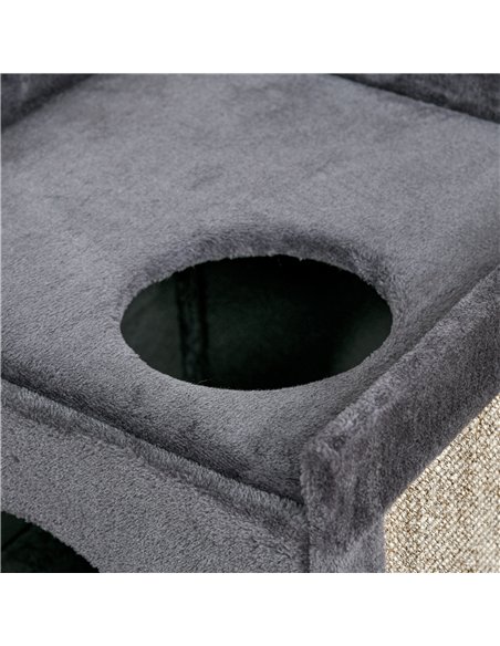 PawHut 81cm Cat Scratching Barrel, with Two Cat Houses for Indoor Cats, Grey - pic 148987 | FastDaddyshop