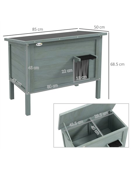 PawHut Feral Cat House, Wooden Insulated with Removable Floor, Water-Resistant Openable Roof - Charcoal Grey - pic 149017 | FastDaddyshop