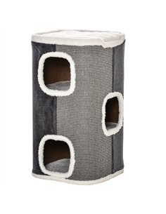PawHut Sisal Cat Barrel with Soft Plush & Lamb Fleece Grey