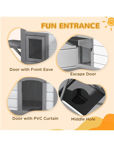 PawHut 2-Story Indoor or Outdoor Cat House W/ Escape Door, Cat Shelter, White