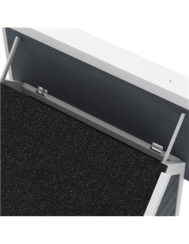 PawHut Outdoor Cat House, Wooden Feral Cat Shelter, with Openable Asphalt Roof, Three Doors - Grey