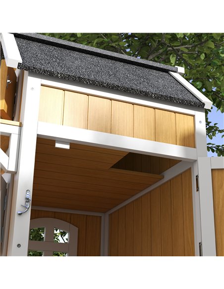 PawHut Outdoor Cat Shelter 2 Tiers Wooden Feral Cat House with Openable Asphalt Roof, Escape Doors, Terrace, for 1-2 Cats - pic 149103 | FastDaddyshop