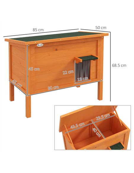 PawHut Feral Cat House, Wooden Insulated with Removable Floor, Water-Resistant Openable Roof - Orange - pic 149107 | FastDaddyshop