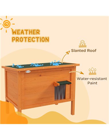 PawHut Feral Cat House, Wooden Insulated with Removable Floor, Water-Resistant Openable Roof - Orange