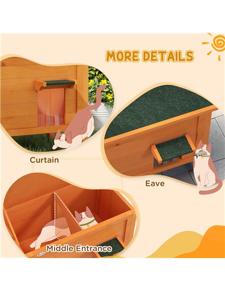 PawHut Feral Cat House, Wooden Insulated with Removable Floor, Water-Resistant Openable Roof - Orange - pic 149111 | FastDaddyshop