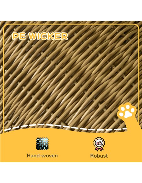 PawHut Elevated Design Wicker Cat House with Washable Cushion, Light Brown - pic 149127 | FastDaddyshop