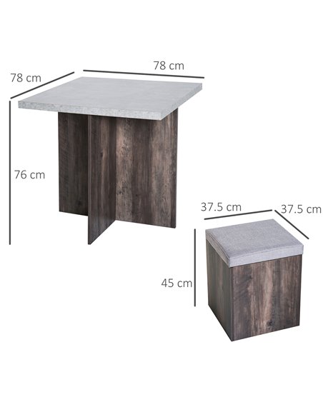 Homcom Indoor Outdoor 5PC Dining Wooden Set with 4 Storage Stools, Space Saving Design - pic 14916 | FastDaddyshop