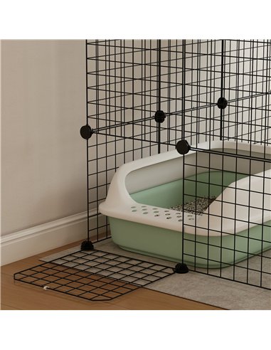 PawHut Four-Tier DIY Large Cat Cage with Hammock, Ramps, Five Doors, Indoor Use for 1-3 Cats, Black