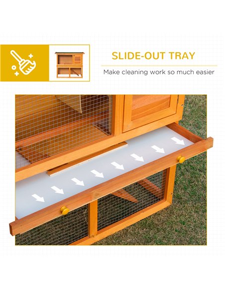 PawHut Rabbit Hutch Outdoor Guinea Pig Hutch Wooden Pet Cage Run 2-Tier with Opening Top, 90 x 45 x 80cm - pic 149191 | FastDaddyshop