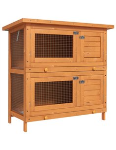 PawHut Rabbit Hutch Outdoor Guinea Pig Hutch Wooden Duck House Pet Cage with Opening Roof, 90 x 45 x 90cm