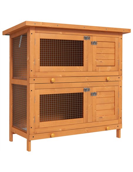 PawHut Rabbit Hutch Outdoor Guinea Pig Hutch Wooden Duck House Pet Cage with Opening Roof, 90 x 45 x 90cm - pic 149195 | FastDaddyshop