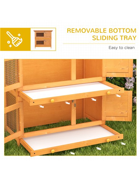 PawHut Rabbit Hutch Outdoor Guinea Pig Hutch Wooden Duck House Pet Cage with Opening Roof, 90 x 45 x 90cm - pic 149198 | FastDaddyshop