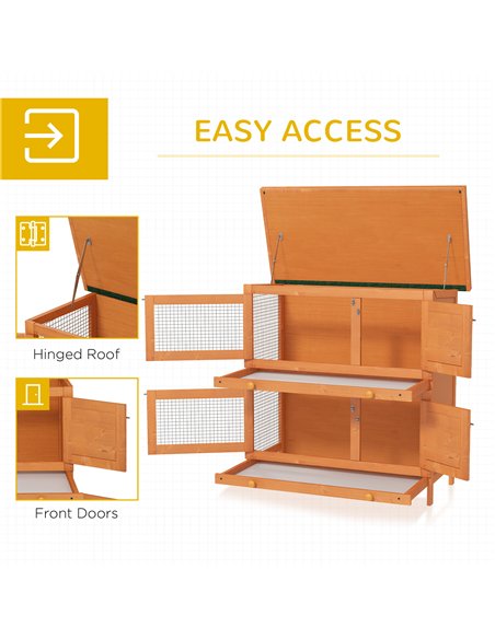 PawHut Rabbit Hutch Outdoor Guinea Pig Hutch Wooden Duck House Pet Cage with Opening Roof, 90 x 45 x 90cm - pic 149199 | FastDaddyshop