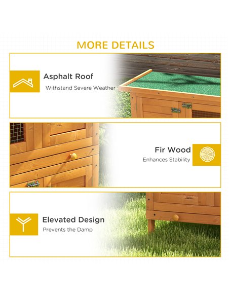PawHut Rabbit Hutch Outdoor Guinea Pig Hutch Wooden Duck House Pet Cage with Opening Roof, 90 x 45 x 90cm - pic 149201 | FastDaddyshop