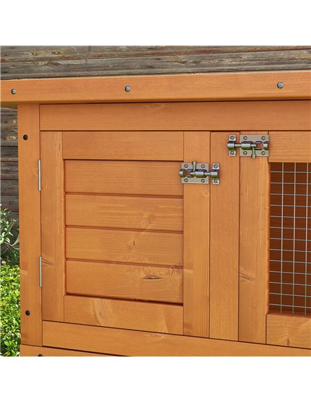 PawHut Rabbit Hutch Outdoor Guinea Pig Hutch Wooden Duck House Pet Cage with Opening Roof, 90 x 45 x 90cm - pic 149203 | FastDaddyshop