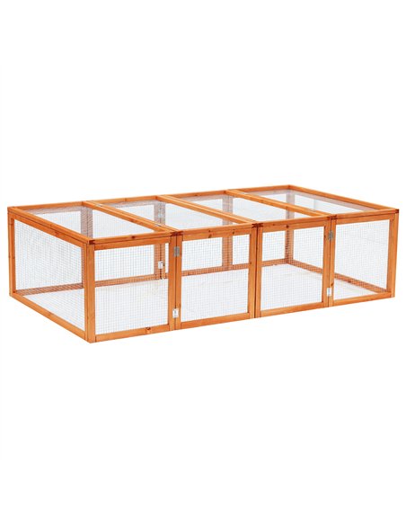 PawHut Wooden Rabbit Hutch Cage 6ft with Wire Mesh, Openable Roof, Play Space for Outdoor, Natural Wood Finish - pic 149204 | FastDaddyshop