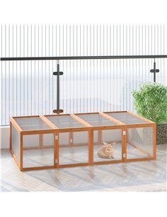 PawHut Wooden Rabbit Hutch Cage 6ft with Wire Mesh, Openable Roof, Play Space for Outdoor, Natural Wood Finish 2