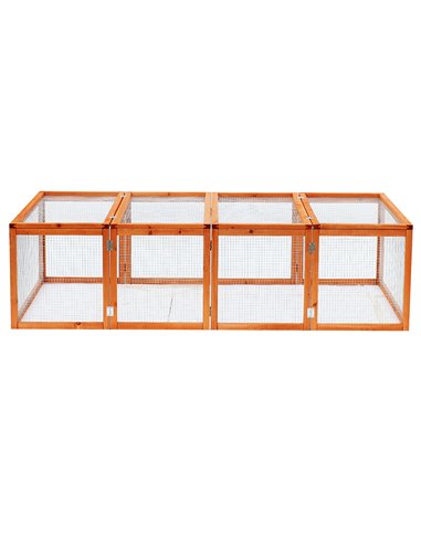 PawHut Wooden Rabbit Hutch Cage 6ft with Wire Mesh, Openable Roof, Play Space for Outdoor, Natural Wood Finish