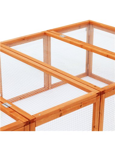 PawHut Wooden Rabbit Hutch Cage 6ft with Wire Mesh, Openable Roof, Play Space for Outdoor, Natural Wood Finish