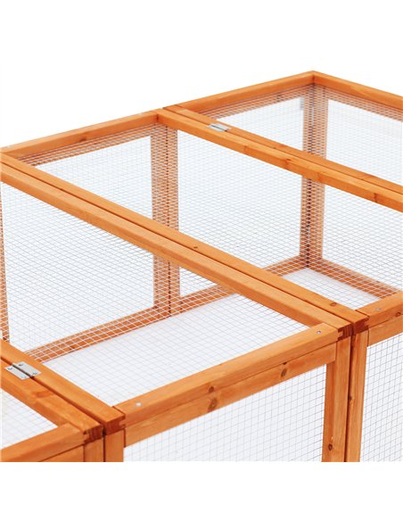 PawHut Wooden Rabbit Hutch Cage 6ft with Wire Mesh, Openable Roof, Play Space for Outdoor, Natural Wood Finish - pic 149212 | FastDaddyshop