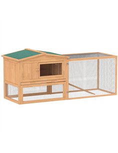 Pawhut Wooden Rabbit Hutch Guinea Pig hutch House 2 Tier with Rabbit Run for Outdoor Garden Backyard, 85 x 24 x 57cm
