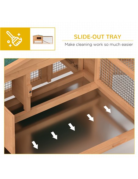 Pawhut Wooden Rabbit Hutch Guinea Pig hutch House 2 Tier with Rabbit Run for Outdoor Garden Backyard, 85 x 24 x 57cm - pic 149218 | FastDaddyshop