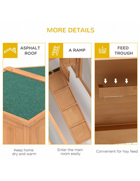 Pawhut Wooden Rabbit Hutch Guinea Pig hutch House 2 Tier with Rabbit Run for Outdoor Garden Backyard, 85 x 24 x 57cm - pic 149219 | FastDaddyshop