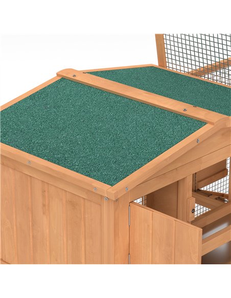 Pawhut Wooden Rabbit Hutch Guinea Pig hutch House 2 Tier with Rabbit Run for Outdoor Garden Backyard, 85 x 24 x 57cm - pic 149220 | FastDaddyshop
