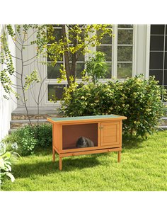 PawHut Rabbit Hutch Outdoor Guinea Pig Hutch Bunny Cage Shelter Outdoor, 90 x 45 x 65cm 2